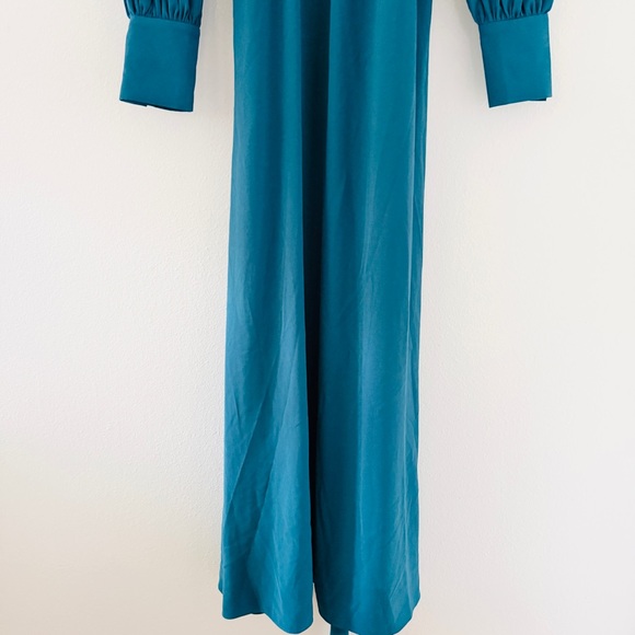 NWOT Alexia Admor Isaliah Blouson High Neck Maxi Midi Teal Blue Dress - Picture 5 of 8
